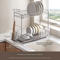Égouttoir à vaisselle double couche LANZYLO en acier inoxydable, résistant à la rouille, anti-basculement, antidérapant, organisateur de cuisine pour évier