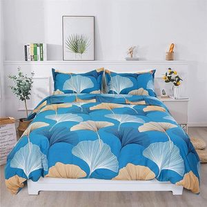 Nhà Máy Bán Buôn Sang Trọng Nhà Dệt Vàng Mô Hình Bộ Đồ Giường Đặt 100% Bông Nhiệt đới Lá In Comforter Bìa Bộ Đồ Giường Đặt - Product Image 1