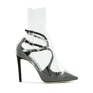 スティレットヒールブーツ女性用高品質サンダル透明靴