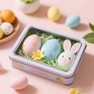 Коробка для пасхального дня, подарочная упаковка для конфет, печенья, квадратная металлическая жестяная коробка для пасхального украшения, <span class=keywords><strong>2025</strong></span> - Product Image 2