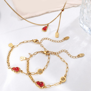 Stainless Steel Resin Gourd Pendant Necklace Fashionable High-End Gift Jewelry - Product Image 2