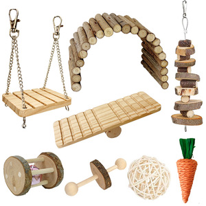 Juguete para Hámster de Madera para Masticar y Roer, Juguete Amigable con los Dientes, Kit Combinado de Puente Arqueado y Columpio para Hábitat de Hámster - Product Image 5