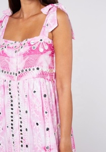 Tradicional indio estilo Retro hermoso espejo bordado y adorno túnica Tribal estampado chica Tie Dye Midi vestido - Product Image 4