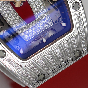 Barrel Shape Women's Watch Diamond Encrusted Skeleton Wristwatch Red Rubber Strap Female Elegant Wear Luxury Timepiece Watch - Product Image 4