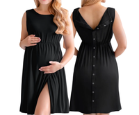Robe d'allaitement ample d'été, couleur unie, grande taille, tenue de nuit d'allaitement, robe de maternité pour l'allaitement, couleur unie