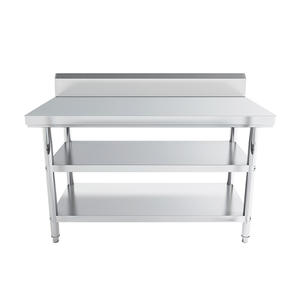 Mesa de trabajo de acero inoxidable 304 de alta resistencia con ruedas Undershelf para cocina comercial Procesamiento de alimentos Preparación de restaurante - Product Image 4