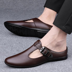 Scarpe Estive da Uomo in Pelle Traforata con Suola Morbida, Design Piatto a Mezzo Calzino con Chiusura Slip-On per la Stagione Autunnale - Product Image 3