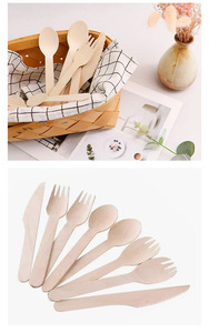 Cuchillo, Cuchara y Tenedor Desechables Ecológicos de Madera de Abedul - Product Image 4
