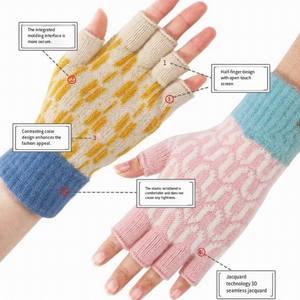 Guanti <span class=keywords><strong>Senza</strong></span> <span class=keywords><strong>Dita</strong></span> Personalizzati per Donne, Guanti Termici a Mezza <span class=keywords><strong>Dita</strong></span> in Maglia per Studentesse - Product Image 1