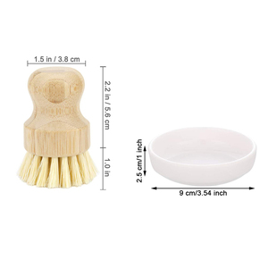 Distributeur de <span class=keywords><strong>savon</strong></span> en céramique blanc pour éponge à vaisselle en bambou et <span class=keywords><strong>sisal</strong></span>, brosse à récurer pour casseroles et poêles - Product Image 2