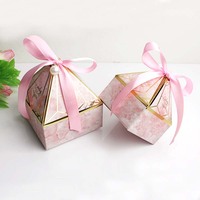 Gem Tower Pyramidenförmige Papierboxen mit Band Schokolade-Schachtel für Hochzeit Party Dekoration Geschenk süße Verpackungsbox
