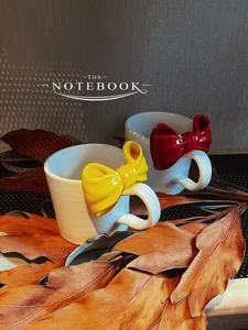 <span class=keywords><strong>Tazas</strong></span> de café de leche de agua de cerámica, <span class=keywords><strong>tazas</strong></span> de cerámica blancas sencillas con mango de lazo de mariposa <span class=keywords><strong>para</strong></span> niñas y mujeres, regalo - Product Image 4