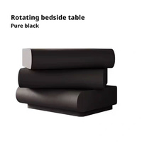 Table de Chevet Rotative Intelligente en Bois Massif avec Plateau en Cuir, Style Crème Moderne, Meuble de Rangement pour Chambre à Coucher, Idéal pour Hôtel, Fait Main