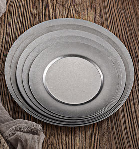 Assiette Ronde en Acier Inoxydable Style Rétro Japonais Luxshiny pour Steak, Dîner, Sushi, Desserts, Gâteaux, Bonbons et Fruits - Product Image 1