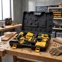 Ensemble d'outils électriques sans fil 21V sans balais 4 pièces, meuleuse d'angle 125mm, perceuse, marteau, clé à chocs, options 800W 4.0Ah