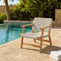 Outdoor-Villa Garten Modernes Minimalistisches Holz-Metall-Rahmen Einzelsofa Wasserdicht Sonnenbeständig Freizeitmöbel Hotel