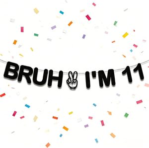 Guirnalda de Papel con Letras en Forma de V para el 11º Cumpleaños, Letras Brillantes Negras con el Número 11, Decoración para Colgar en la Pared para Fiestas - Product Image 1