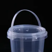 Seau en plastique PP de qualité alimentaire multi-tailles, seau d'emballage en gros, seaux en plastique transparent avec couvercles par défaut