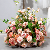Boule de fleurs artificielles en soie rose et orange, rangée de fleurs pour la décoration d'arche de fête d'anniversaire, de mariage