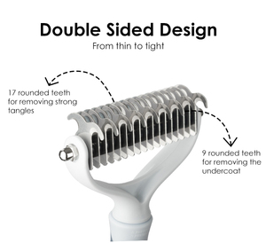 Sisir grooming de-matting hewan peliharaan anjing dengan pisau sisi ganda sikat penghilang bulu hewan peliharaan dua ukuran jual cepat pp - Product Image 6