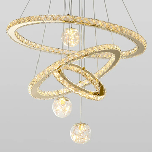 Lampadario LED Moderno per Soggiorno, Sala <span class=keywords><strong>da</strong></span> Pranzo, Camera <span class=keywords><strong>da</strong></span> Letto, <span class=keywords><strong>Cucina</strong></span>, Lampada <span class=keywords><strong>a</strong></span> <span class=keywords><strong>Sospensione</strong></span> con Design ad Anello Dorato - Product Image 6