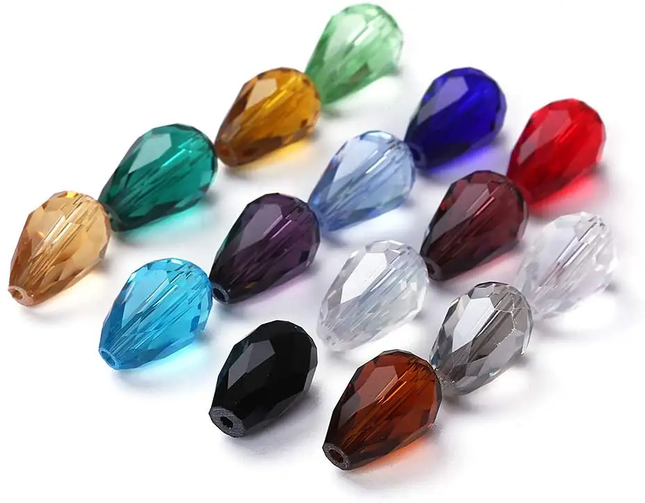 Teardrop Glas Kristal Kralen Center Geboord Diverse Kleur Facet Spacer Kralen Voor Sieraden Maken