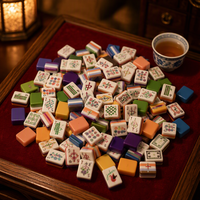 Tuiles de Mahjong américaines en acrylique de style étranger, finies à la main, quatre couches, couleurs assorties, pour usage récréatif, fabriquées en Chine, boîte en carton