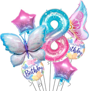Nuevo Set <span class=keywords><strong>de</strong></span> <span class=keywords><strong>Globos</strong></span> <span class=keywords><strong>con</strong></span> Números <span class=keywords><strong>de</strong></span> Mariposas y Cielo Estrellado, Decoración <span class=keywords><strong>para</strong></span> Fiestas <span class=keywords><strong>de</strong></span> <span class=keywords><strong>Cumpleaños</strong></span> Infantiles, <span class=keywords><strong>Arreglo</strong></span> Decorativo <span class=keywords><strong>con</strong></span> Estrellas en Degradado - Product Image 6