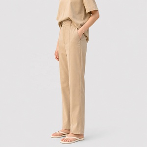 Elegantes Pantalones de Traje Color Caqui con Pliegues para Mujer, de Cintura Alta, Pierna Recta, Estilo Oficina, Pantalón Drapeado Chic, Pantalon Tailleur <span class=keywords><strong>Feme</strong></span> - Product Image 3