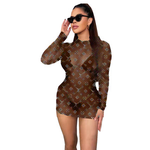 Mode transfrontalière européenne et américaine pour femmes DD6669 Sexy Slim-fit High Elastic Neck Translucent Mesh Perspective Wrong Hip - Product Image 5
