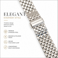 Bracelet de montre en métal brossé poli, bracelet de remplacement en acier inoxydable massif, fermoir à double bouton-poussoir