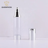 Usine directe 15ml 30ml 50ml argent plastique bouteille de lotion sans air rechargeable crème liquide cosmétiques conteneur