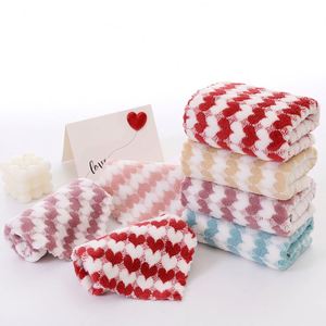 Serviette carrée en polaire corail To Heart, double usage humide/sec, torchon de cuisine imprimé en coton tricoté, vente en gros d'usine - Product Image 1