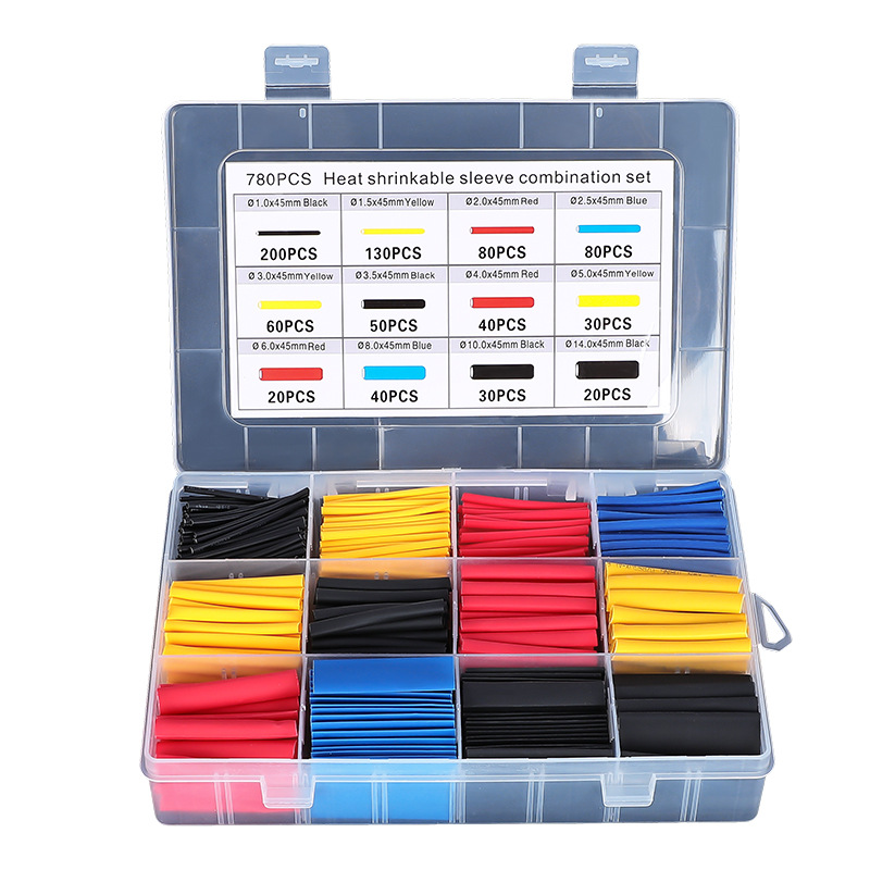 Огнеупорные термоусадочные трубки, ассортимент защитных трубок для проводов, изолированные термоусадочные трубки 2:1, набор