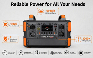 1200W 1000Wh 220V 230V 240V EU UK AU <b>Socket</b> Plug 110V US <b>Socket</b> Plug With 4 AC Outlets 1200VA 10USB 8TypeC 200W Solar Panel Kits - Product Image 3