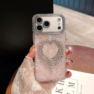 เคสโทรศัพท์มือถือลายเปลือกหอยไล่เฉดสีเพชร รุ่น Gradient Diamond Love สำหรับ iPhone 17 16 15 Pro Max ลายแมว KT น่ารัก ประดับกลิตเตอร์ กรอบกล้องการ์ตูน ฝาหลัง - Product Image 2