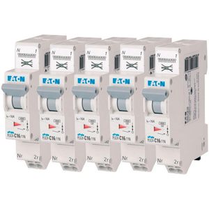 Interruptor Automático Modular Eaton 1P+N 16A Curva C Montaje en Riel DIN Blanco Gris Control - Product Image 1