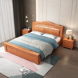 Lit double en bois de style chinois pour adultes, ensemble de meubles de chambre à coucher élégant, avec rangement, taille king, nouveau design, 2021 - Product Image 4