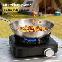 Réchaud à gaz portable coupe-vent à flamme haute, type cassette à cinq brûleurs, pour le camping et les activités de plein air