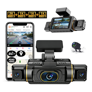 Mini caméra embarquée 4G 4 canaux <span class=keywords><strong>avec</strong></span> écran tactile IPS 3 pouces, 4 objectifs à 180 degrés, vision nocturne, WiFi, enregistrement en boucle, garantie 1 an, couleur noire - Product Image 2