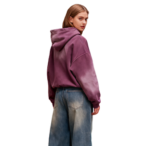 TKAN479 Sweat-shirt en coton vierge lourd 380 g/m², vintage, lavé à l'acide, streetwear, sweat-shirt d'hiver pour femmes, vente en gros, logo personnalisé - Product Image 3