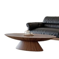 Table basse ovale en bois massif de style moderne du milieu du siècle, base sur piédestal, style vintage, décoration de salon, meubles pour la maison