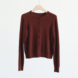 고품질 여성용 크루넥 스웨터 니트 가디건, 무지 원사 캐주얼 스타일 가을 상의 - Product Image 6