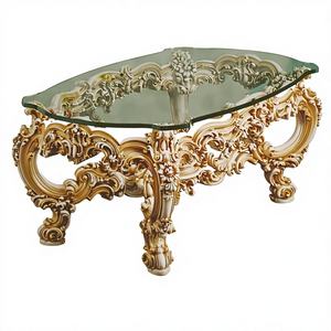 Handcrafted Antique Gold Round <b>Table</b> Stool Solid Wood Decorative Accent Furniture For Living Room - Product Image 1