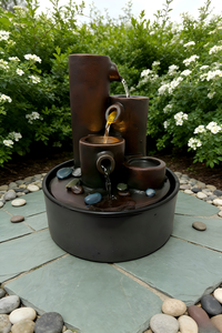 Fontaine d'eau de bureau moderne en forme de cylindre avec des roches de <span class=keywords><strong>rivière</strong></span> - Product Image 2