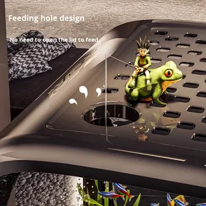 2025 Hot Bán Sinh Thái Fish Tank Với Basking Nền Tảng Máy Tính Để Bàn Aquarium Cho Betta Cá Vàng Rùa Bán Buôn Nhà Cung Cấp - Product Image 4