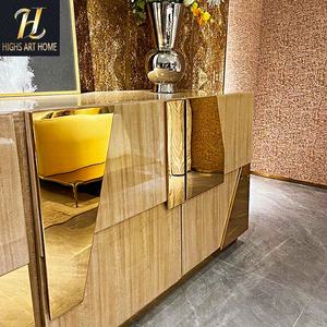 بيع مباشر من المصنع كابينة حديثة عالية الجودة تصميم عصري من الفولاذ المقاوم للصدأ خزانة جانبية فاخرة للفيلات - Product Image 5