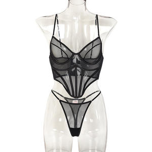 Conjunto de lencería <span class=keywords><strong>Bordelle</strong></span> de lujo para mujer, corsé de malla, sujetador, calzoncillos, encaje, volantes, decoración, Control de luz, medias Bragas, Tops cortos eróticos - Product Image 5