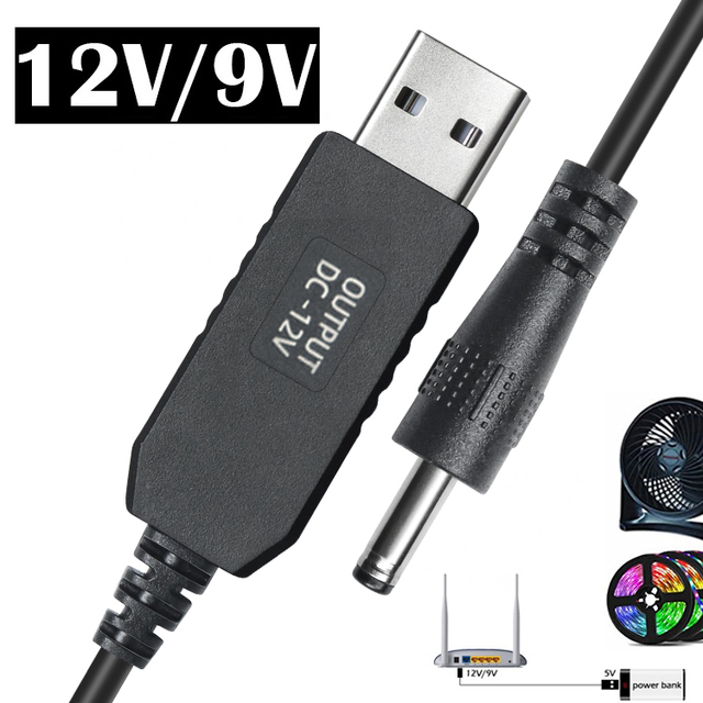 Pure Copper USB Power Cord with PVC Jacket Boost From 5V to 9V 0.8A Current 6W Power 1m Length 0.8A Current 6W Power 1m