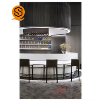 Comptoir de bar intérieur moderne personnalisé Shinestone, design blanc, surface solide, comptoir de service de restaurant, comptoir à emporter